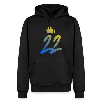 22 Number crown - Men’s Premium Organic Hoodie - black - Front - Nico (187cm)