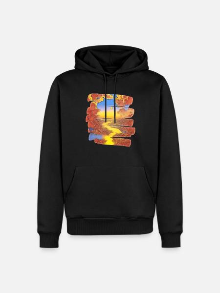 Fluss Wolken bunt - Männer Premium Bio Hoodie - Schwarz