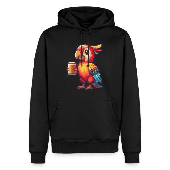Bière Papagai Pixel - Sweat à capuche Premium bio Homme - noir - Devant - Nico (187cm)