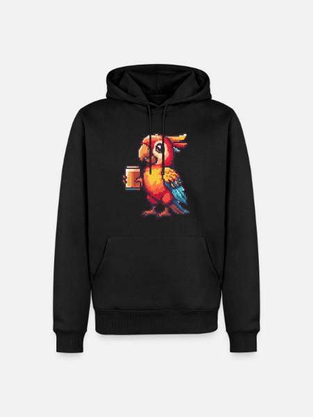 Papagai Pixel Bier - Männer Premium Bio Hoodie - Schwarz