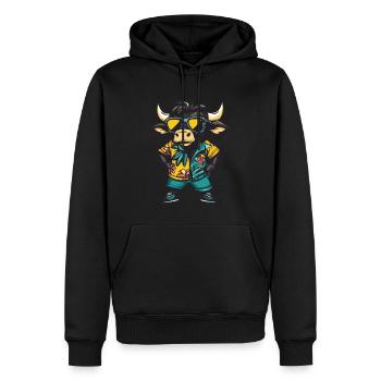 Stier Comic Lustig Sommer - Männer Premium Bio Hoodie - Schwarz - Vorne - Nico (187cm)