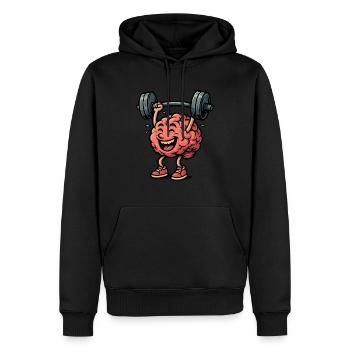 Entraînez votre cerveau - Sweat à capuche Premium bio Homme - noir - Devant - Nico (187cm)