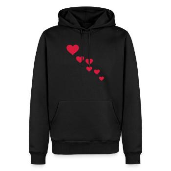 herzen - Männer Premium Bio Hoodie - Schwarz - Vorne - Nico (187cm)