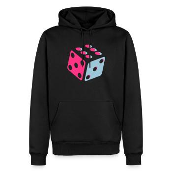 Würfel - Dice - Männer Premium Bio Hoodie - Schwarz - Vorne - Nico (187cm)