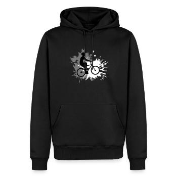 klecks tropfen spritzer farbe fahrrad fahren silho - Männer Premium Bio Hoodie - Schwarz - Vorne - Nico (187cm)