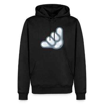 Smiley Hand Signal - Männer Premium Bio Hoodie - Schwarz - Vorne - Nico (187cm)