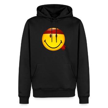 Smiley Glossy Fighter - Sweat à capuche Premium bio Homme - noir - Devant - Nico (187cm)