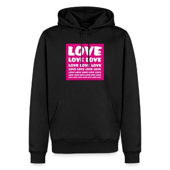Love Love Love Amour Amour Amour Love Love Love Love Love - Sweat à capuche Premium bio Homme - noir - Devant - Nico (187cm)