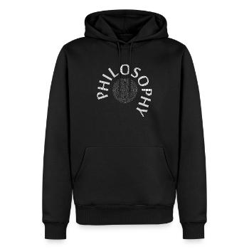 Philosophie-Design - Männer Premium Bio Hoodie - Schwarz - Vorne - Nico (187cm)