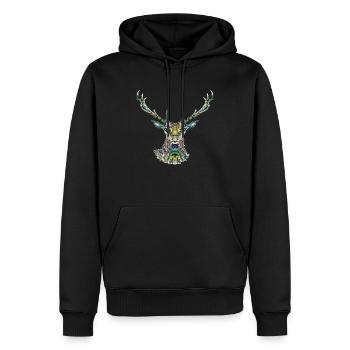 Le cerf - Sweat à capuche Premium bio Homme - noir - Devant - Nico (187cm)