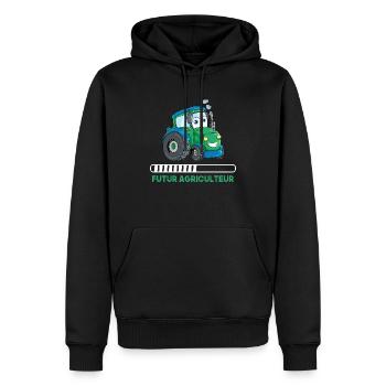 Futur agriculteur - Sweat à capuche Premium bio Homme - noir - Devant - Nico (187cm)