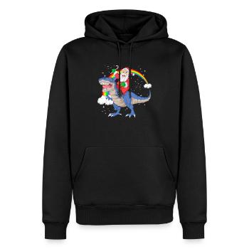 Weihnachtsmann reitet Trex Dinosaurier Weihnachten - Männer Premium Bio Hoodie - Schwarz - Vorne - Nico (187cm)