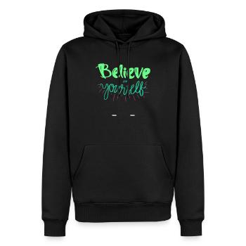 Motivation - Männer Premium Bio Hoodie - Schwarz - Vorne - Nico (187cm)