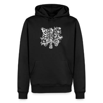 Rib Cage Flower Weiss - Männer Premium Bio Hoodie - Schwarz - Vorne - Nico (187cm)