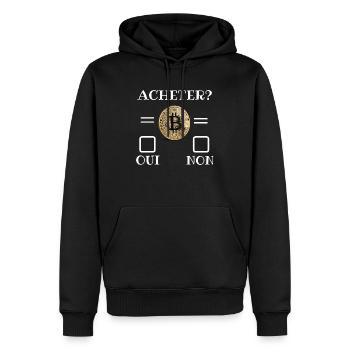 ACHETER BITCOIN CHOIX OUI OU NON - Sweat à capuche Premium bio Homme - noir - Devant - Nico (187cm)