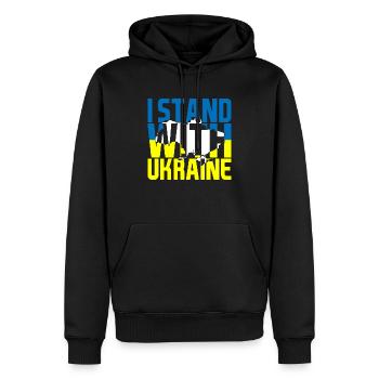 Je suis avec l’Ukraine Carte Ukraine - Sweat à capuche Premium bio Homme - noir - Devant - Nico (187cm)