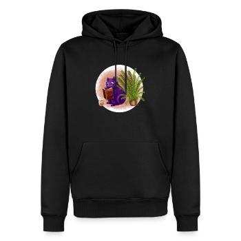 Bücher Katze - Männer Premium Bio Hoodie - Schwarz - Vorne - Nico (187cm)