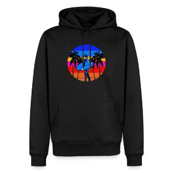 Surfer-Surfboard-Sommer-Wassersport - Männer Premium Bio Hoodie - Schwarz - Vorne - Nico (187cm)