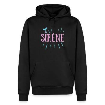 sirène petit logo - Sweat à capuche Premium bio Homme - noir - Devant - Nico (187cm)