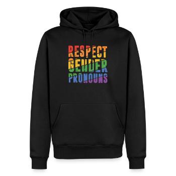 Respect Gender Pronouns Bisexual Rainbow Proud Gay - Männer Premium Bio Hoodie - Schwarz - Vorne - Nico (187cm)