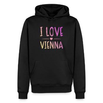 I Love Vienna - Men’s Premium Organic Hoodie - black - Front - Nico (187cm)