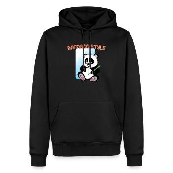 Panda Bamboo Stil - Männer Premium Bio Hoodie - Schwarz - Vorne - Nico (187cm)