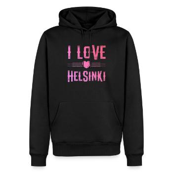 I Love Helsinki - Männer Premium Bio Hoodie - Schwarz - Vorne - Nico (187cm)