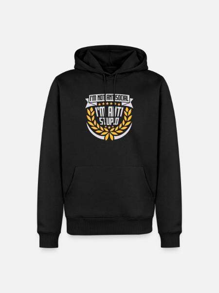 pas antisocial anti-stupide - Sweat à capuche Premium bio Homme - noir