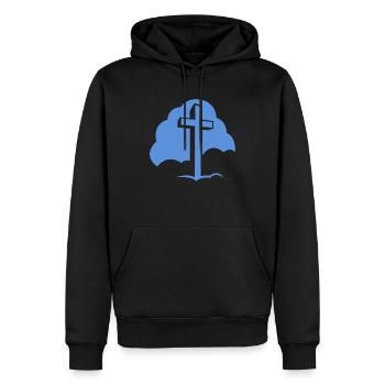 Croix de Jésus - Sweat à capuche Premium bio Homme - noir - Devant - Nico (187cm)