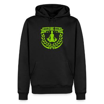 Inspirez expirez Yoga citation - Sweat à capuche Premium bio Homme - noir - Devant - Nico (187cm)