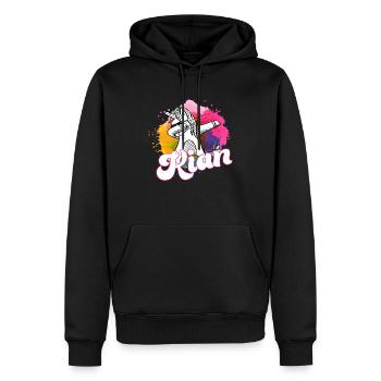 KIAN - Schöner Jungen Name mit Coolem Einhorn - Männer Premium Bio Hoodie - Schwarz - Vorne - Nico (187cm)