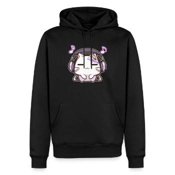 Idée cadeau chat gamer chaton mignon - Sweat à capuche Premium bio Homme - noir - Devant - Nico (187cm)