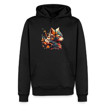 Bunter Katzenkopf mit vielen Farben - Männer Premium Bio Hoodie - Schwarz - Vorne - Nico (187cm)