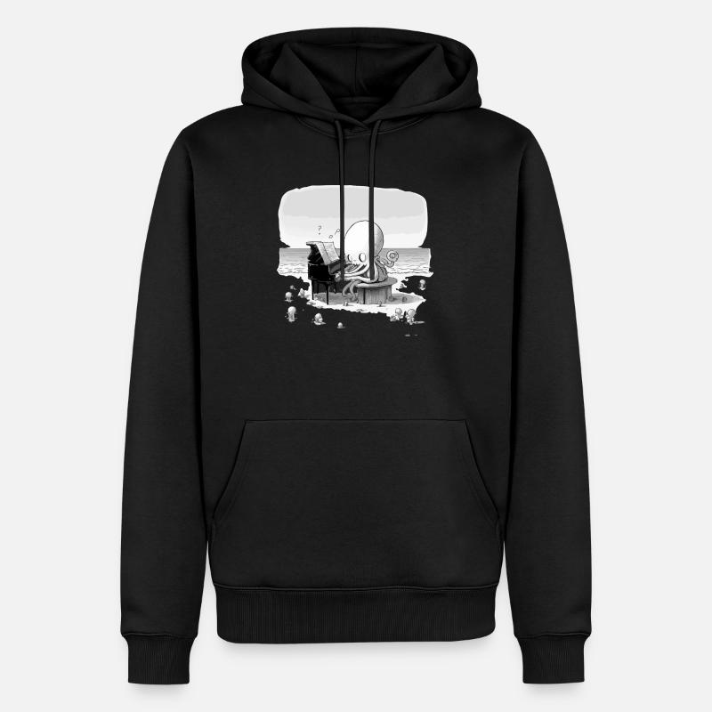 Cali la pieuvre pianiste - Sweat à capuche Premium bio Homme - noir