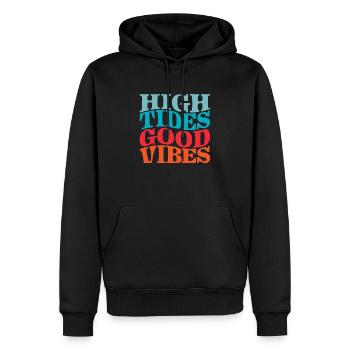 High Tides, Good Vibes - Men’s Premium Organic Hoodie - black - Front - Nico (187cm)
