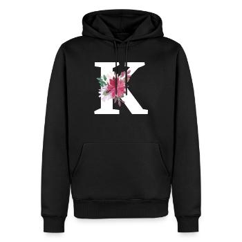 Buchstabe k blumig - Männer Premium Bio Hoodie - Schwarz - Vorne - Nico (187cm)
