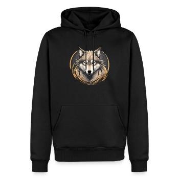 Loup majestueux - Sweat à capuche Premium bio Homme - noir - Devant - Nico (187cm)