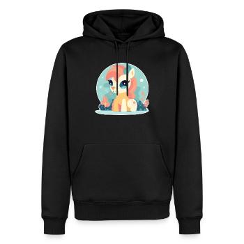 Poney - Sweat à capuche Premium bio Homme - noir - Devant - Nico (187cm)
