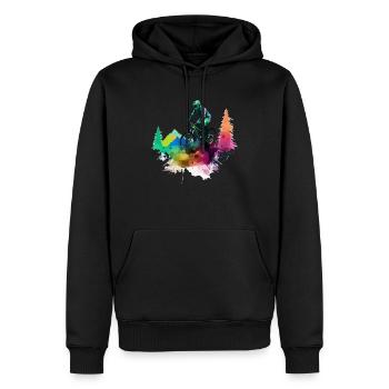 Mountainbike Johann - Männer Premium Bio Hoodie - Schwarz - Vorne - Nico (187cm)