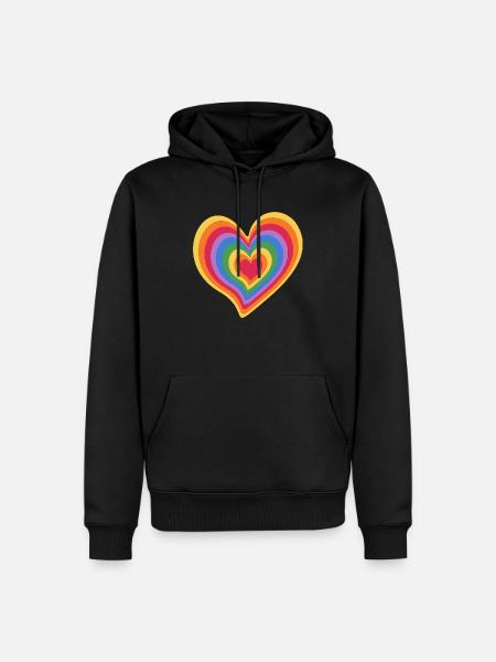 Rainbow Heart - Men’s Premium Organic Hoodie - black