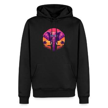 Synthwave Elephant Sunset - Sweat à capuche Premium bio Homme - noir - Devant - Nico (187cm)