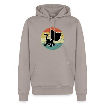Retro Vintage Niedliche Katze Sonnenuntergang Design - Männer Premium Bio Hoodie - Taupe - Vorne - Nico (187cm)