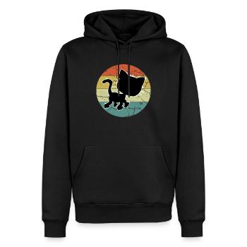Retro Vintage Cute Cat Sunset Design - Men’s Premium Organic Hoodie - black - Front - Nico (187cm)