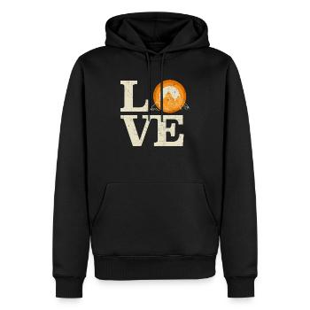 Love Mountains Retro Vintage Mountain Hiking Hike - Men’s Premium Organic Hoodie - black - Front - Nico (187cm)