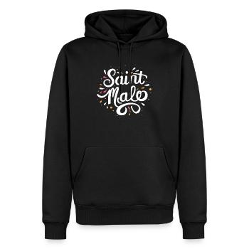 Saint-Malo - Sweat à capuche Premium bio Homme - noir - Devant - Nico (187cm)