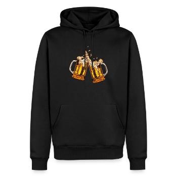 biere mousse binouse chope verre alcool 17 B - Sweat à capuche Premium bio Homme - noir - Devant - Nico (187cm)