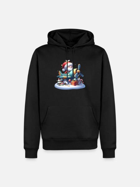 Papa Noël dans un avion - Sweat à capuche Premium bio Homme - noir