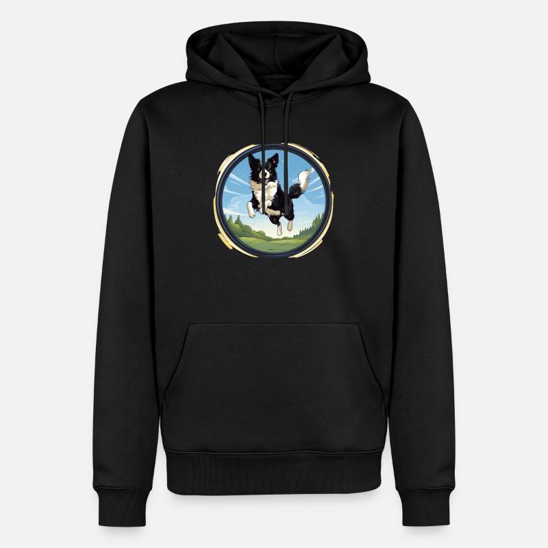 Chien Border Collie joyeux - Sweat à capuche Premium bio Homme - noir