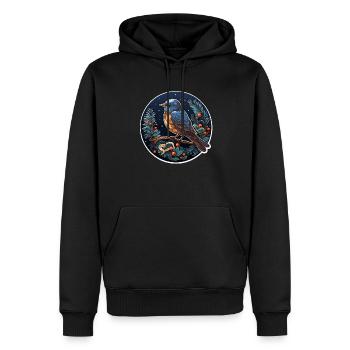 Nuit d’hiver avec oiseau - Sweat à capuche Premium bio Homme - noir - Devant - Nico (187cm)