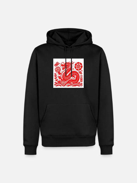 Année du dragon rouge - Sweat à capuche Premium bio Homme - noir